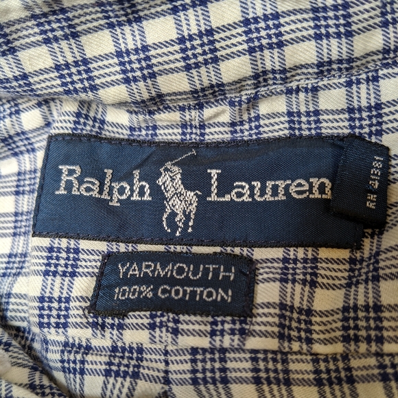 Ralph Lauren Blue & White Plaid Button Down - Picture 3 of 4